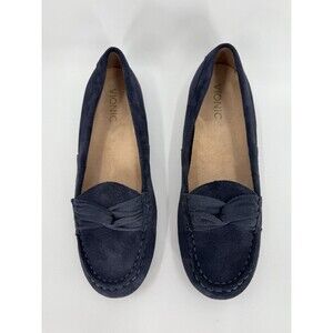 Vionic Norah Navy Blue Suede Flats Penny Moccasins Loafers Size US 8 UK 6 EU 39